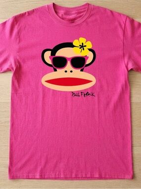 Paul Frank Bold Pink Julius Graphic Tee with Yellow Flower